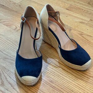 NEW ZBY Navy Blue Espadrille Wedges - Size 8